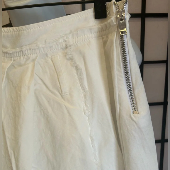 Zara Thick Premium Cotton shirred white Mid-length skirt side split and side zip - Picture 4 of 5